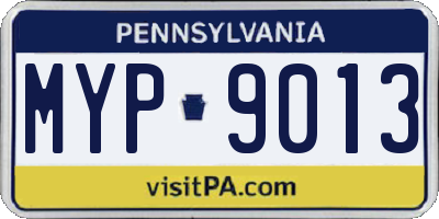 PA license plate MYP9013