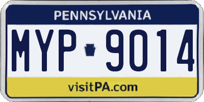 PA license plate MYP9014