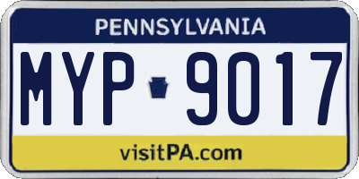 PA license plate MYP9017