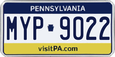 PA license plate MYP9022
