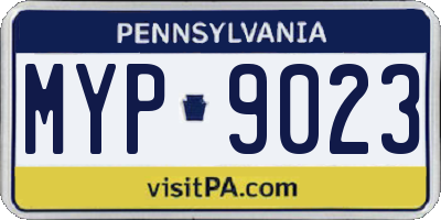 PA license plate MYP9023
