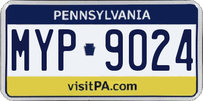 PA license plate MYP9024
