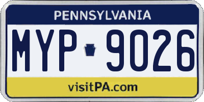 PA license plate MYP9026