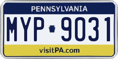 PA license plate MYP9031