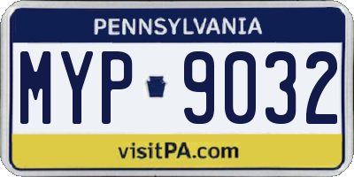 PA license plate MYP9032