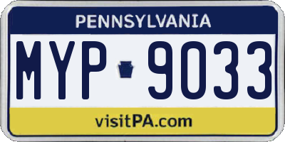 PA license plate MYP9033