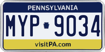 PA license plate MYP9034