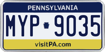 PA license plate MYP9035