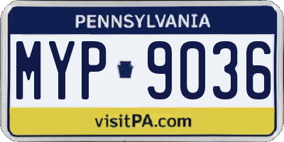 PA license plate MYP9036