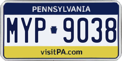 PA license plate MYP9038
