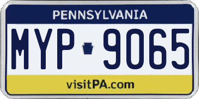 PA license plate MYP9065