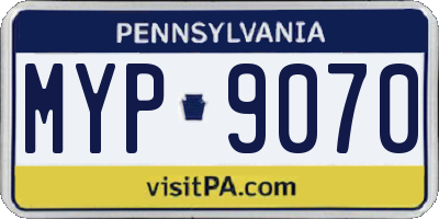 PA license plate MYP9070