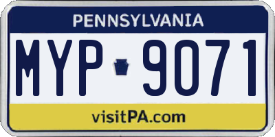 PA license plate MYP9071