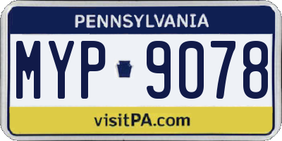 PA license plate MYP9078