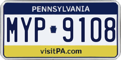 PA license plate MYP9108