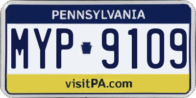 PA license plate MYP9109