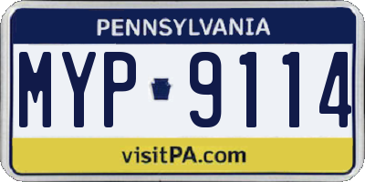 PA license plate MYP9114