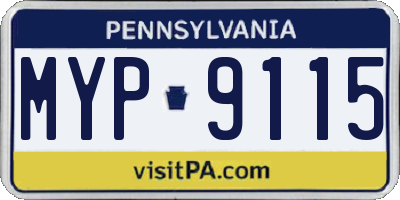 PA license plate MYP9115