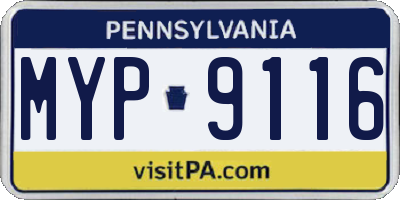 PA license plate MYP9116