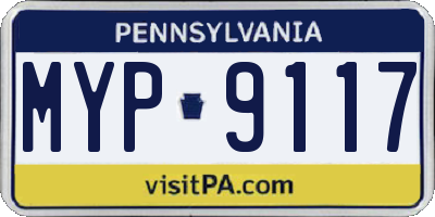 PA license plate MYP9117