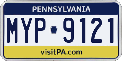 PA license plate MYP9121