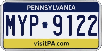 PA license plate MYP9122