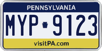 PA license plate MYP9123