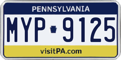 PA license plate MYP9125