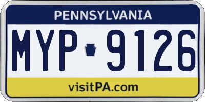 PA license plate MYP9126