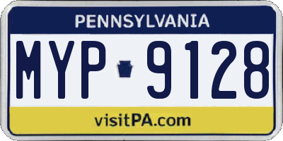 PA license plate MYP9128