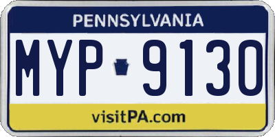 PA license plate MYP9130
