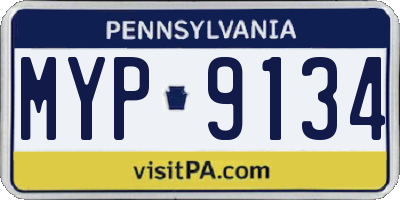PA license plate MYP9134