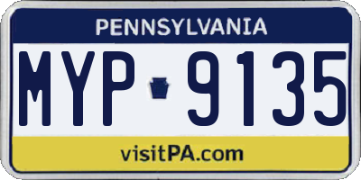 PA license plate MYP9135