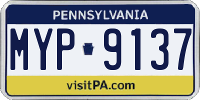 PA license plate MYP9137
