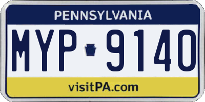 PA license plate MYP9140