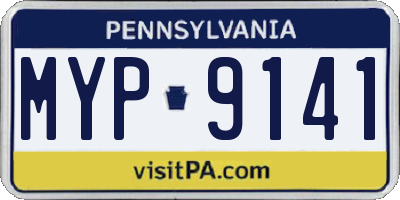 PA license plate MYP9141