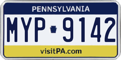 PA license plate MYP9142