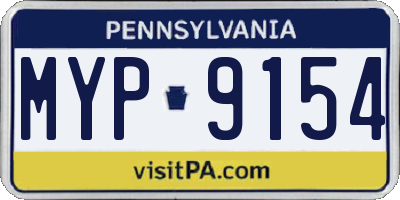 PA license plate MYP9154