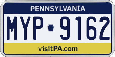 PA license plate MYP9162
