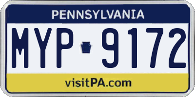 PA license plate MYP9172