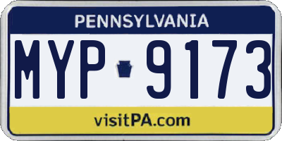 PA license plate MYP9173