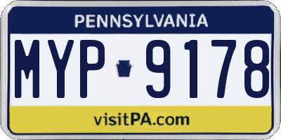 PA license plate MYP9178