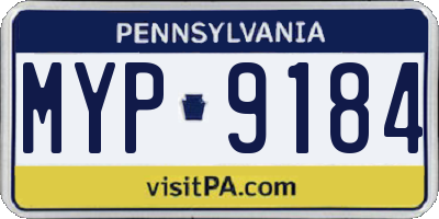 PA license plate MYP9184