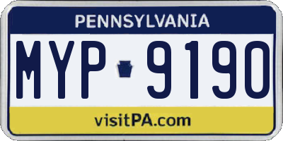 PA license plate MYP9190
