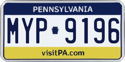 PA license plate MYP9196