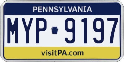 PA license plate MYP9197