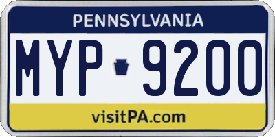 PA license plate MYP9200