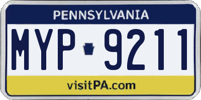 PA license plate MYP9211