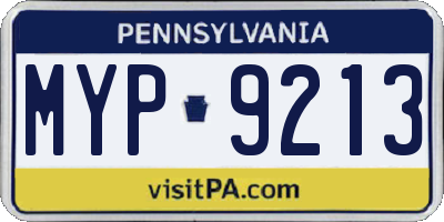 PA license plate MYP9213