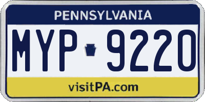 PA license plate MYP9220